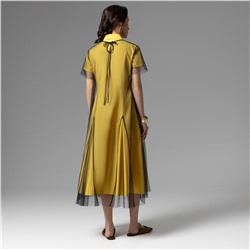 Платье-рубашка многослойное, Стильное самообладание (желтое, 2 в 1)