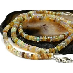 Бусы из Опала огранка рондель 3-5мм, 47см, 9,4г