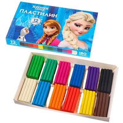Пластилин 12 цветов, 180 г, Холодное сердце