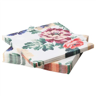 SMAKSINNE, Papierserviette, bunt/Blume,, 33x33 cm