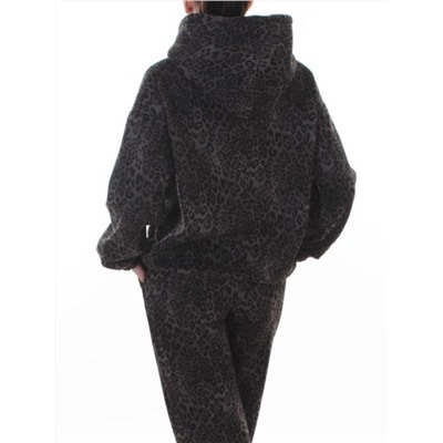 870-8 DK. GRAY/LEOPARD Костюм спортивный зимний женский (95% хлопок, 5% полиэстер)