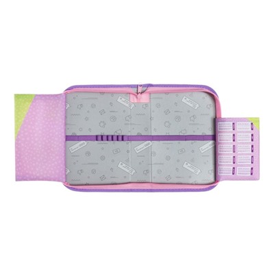 Пенал 1 секция 140 х 210 х 40 мм, откидной карман и косметичка, тканевый, Calligrata TOP Content "Авокадо стайл"