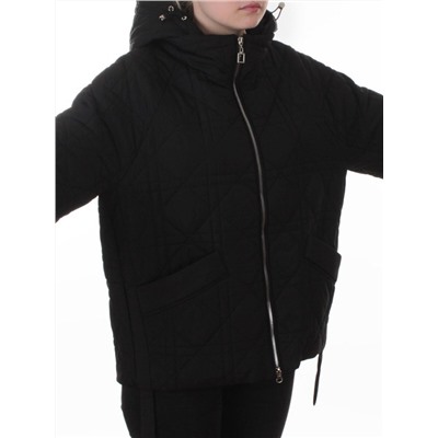 8061 BLACK Куртка стеганная демисезонная женская (100 гр. холлофайбер)