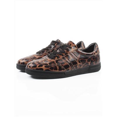 03-B6C-7PC BROWN/LEOPARD Кеды женские (натуральная кожа)