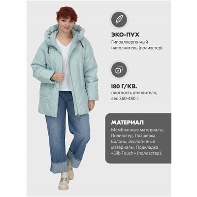 Куртка женская демисезонная с капюшоном бирюзового цвета 1140Br