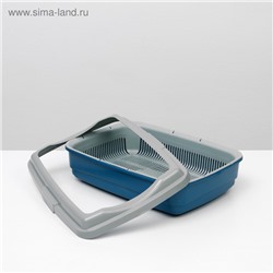 Лоток большой с сеткой и бортиком Atlantis "Стандарт", 43 х 33 х 12,5 см, синий,