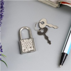 Замочек с ключиком для шкатулки, металл, под серебро, 3.3×1.9 см