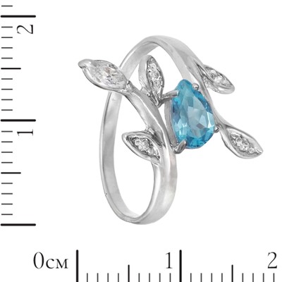 Кольцо 'Капля' с топазом и фианитами ТПКС.190ГТ
