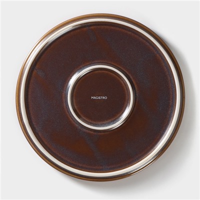 Тарелка Magistro Garland, d=22.5 см, фарфор, синяя, коричневая