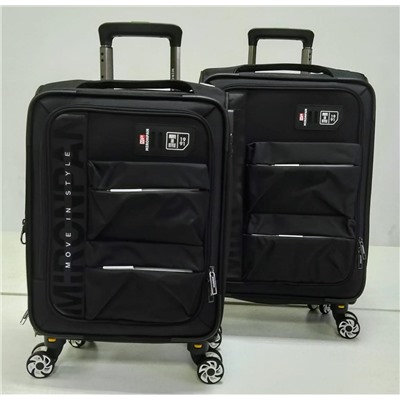 Чемодан (комплект из 2-х) , текстиль,  50159-2 18/20 дюйм Черный