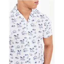 Short Sleeve Printed Linen Shirt