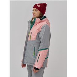 Горнолыжная куртка женская зимняя персикового цвета 7092P