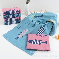 Zhiyang's new Avi bamboo cotton happy fish gauze noodle napkin soft, breathable water absorption, wipe the facial towel price wholesale