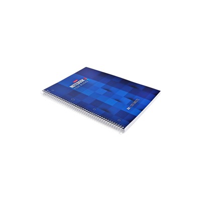 Тетрадь А4, 120 листов в клетку Hatber Blue pixel, на спирали, ламинация Soft-touch, многоуровневая перфорация, трёхцветный разделитель, блок офсет 60-65 г/м²