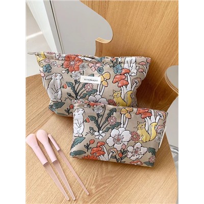 Cartoon capacious handheld cosmetic bag, storage bag for traveling, small clutch bag, pencil case
