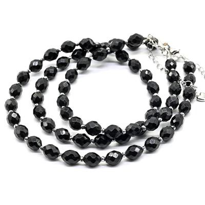 Бусы и браслет из Турмалина шерл граненые 6*8мм, 44см, 19см