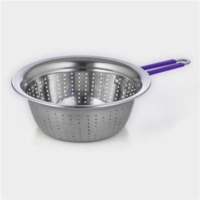 Дуршлаг«Эдвин», 39×24×9 см, с ручкой, нержавеющая сталь, ручки МИКС