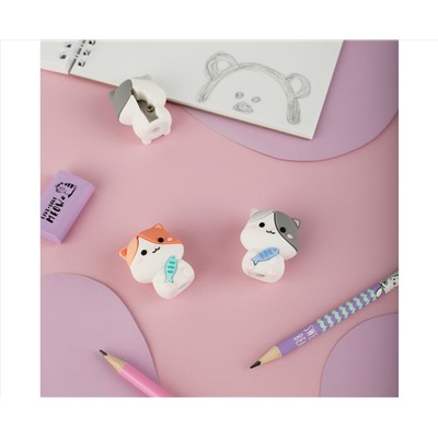 Точилка MESHU, "Kitten", 1 отверстие, ассорти