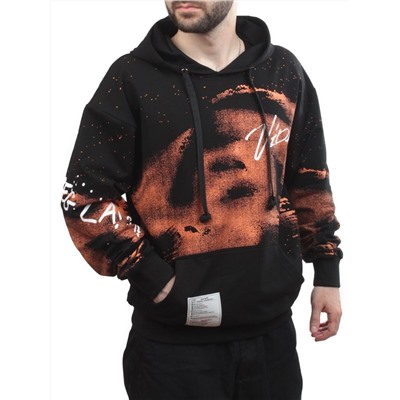 2626 BLACK/ORANGE Толстовка мужская (75% хлопок, 20% полиэстер, 5% спандекс)