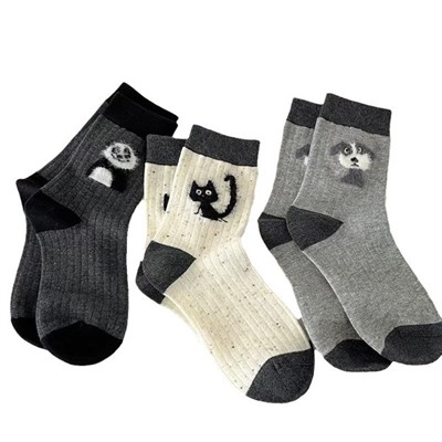 Tide, demi-season cotton velvet autumn cute cartoon knee socks, mid-length