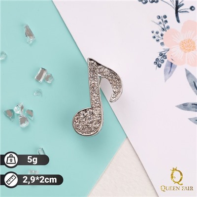 Брошь «Нотка», белая в серебре