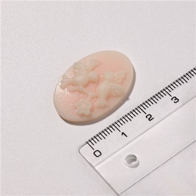 Кабошон «Птички» овал (набор 2 шт.) 20×30 мм, цвет розовый