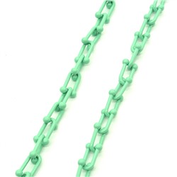 Цепочка для украшений, звено 15*9мм с эмалью цв.мятный, 50см