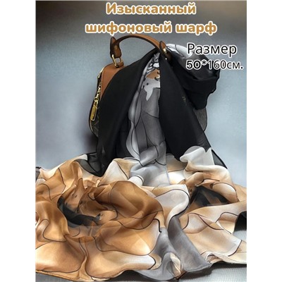 Шарф шифоновый с цветочным рисунком 3D Арт М52/5