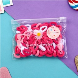 Резинки для волос «Махрушка», набор 80 шт., нежность, 2.5 см, белые, розовые