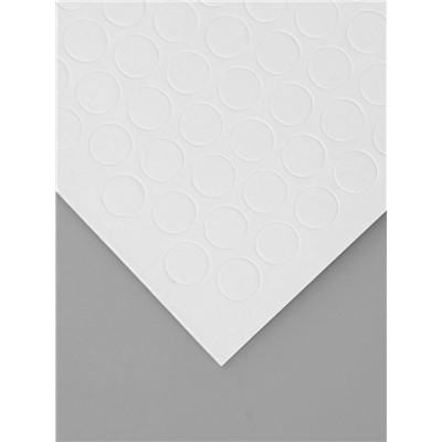 Клейкая лента двухсторонняя «Круглый белый» диаметр 1 см на листе 494 шт. 29.5×25 см