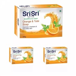 Набор Мыла с Апельсином и Тулси (3 х 100 г), Orange & Tulasi Soap Set, произв. Sri Sri Tattva
