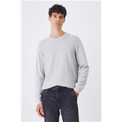 Sweter męski z fakturą  kolor szary
