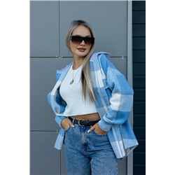 Рубашка женская в клетку с капюшоном РЖКК-01