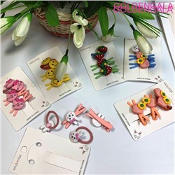 Детский набор аксессуаров для волос (резинка 2 шт + зажимы 2 шт "уточки") НД5