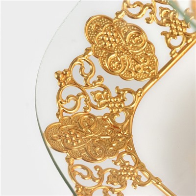 Этажерка-фруктовница квадратная, 2 яруса, 29×29 см, 17×17 см, высота 43 см, стекло, золотистая