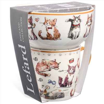 НАБОР ДЛЯ ЗАВТРАКА LEFARD "CATS", 2 ПР.: САЛАТНИК 500МЛ, КРУЖКА 345МЛ