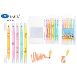 Набор текстмаркеров-стираемые двусторонние 6цв 14,5см WD8101-6/12/Китай