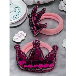 Резинки детские для волос (корона с пайетками) 2 шт РД5 тип 7