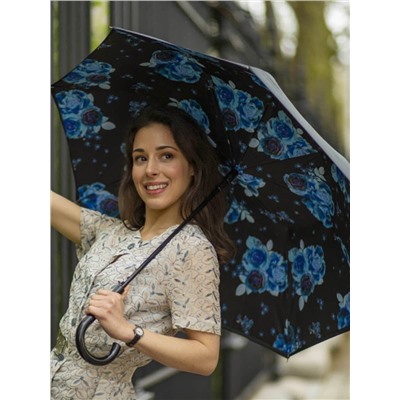 L754-4428 NightSkyFlowers (Синие цветы) Зонт женский трость Fulton