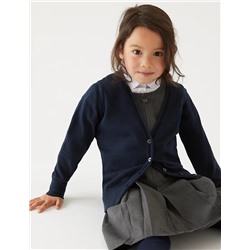 2pk Girls' Pure Cotton School Cardigan (3-18 Yrs)