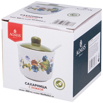 САХАРНИЦА С ЛОЖКОЙ AGNESS "УРОЖАЙ" 10*9 СМ 300 МЛ (КОР=36ШТ.)