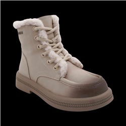 Ботинки из натуральной кожи на меху P-ML01-3 бежевые