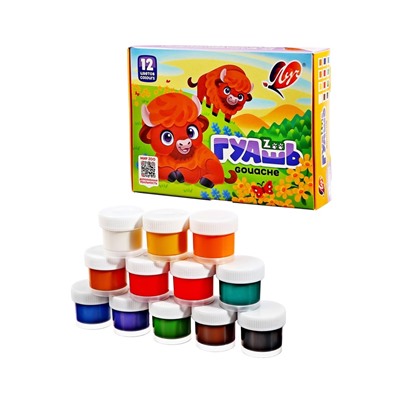 Гуашь 12 цветов × 15 мл ZOO