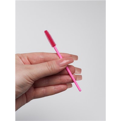 Щёточки для бровей и ресниц, силиконовые, набор - 50 шт., 10.5 см, розовая
