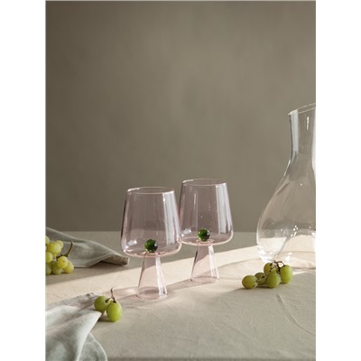 Набор бокалов для вина Orb, 400 мл, розовый/зеленый, 2 шт.