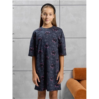 Платье домашнее "Принт" Графит девочка