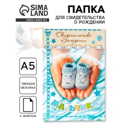 Папка для свидетельства о рождении, А5 «Мальчик»