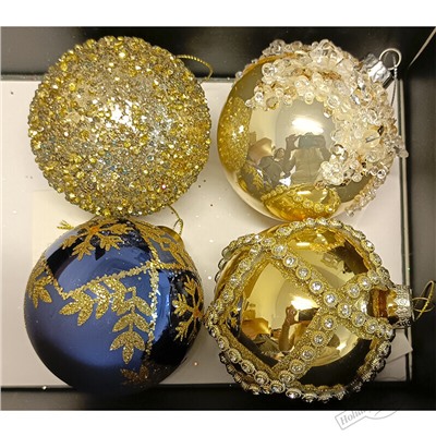 Шар "Ариозо" золото (стекло) 8 см