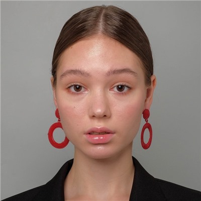 Серьги металл «Затмение» круг, цвет красный