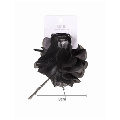 Заколка-краб для волос с цветком и перьями, 8 см.